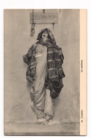 Fabrés 'La esclava' The Slave Woman, Draped Costume, Sepia Photograph Postcard Lacoste Madrid