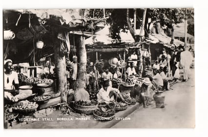 A Vegetable Stall at Borella Market, Colombo, Ceylon. Early 20th C. Photographic Postcard