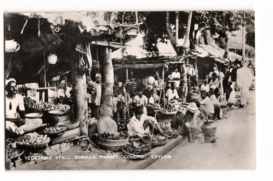 A Vegetable Stall at Borella Market, Colombo, Ceylon. Early 20th C. Photographic Postcard (1 of 2)