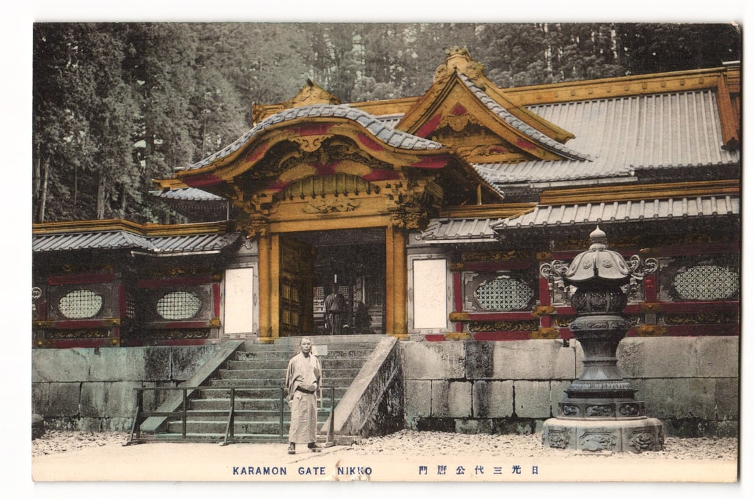 Karamon Gate Mausoleum of Tokugawa Iemitsu Nikko Japan Hand Colored Early 20th C. Postcard (1 of 2)
