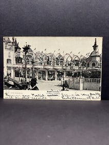 Luna Park Entrance, Coney Island, NY Postcard, Glitter Accents, Postmarked 190[?] New Rochelle