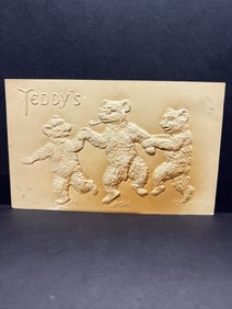 Teddy's Bears embossed postcard, deep-relief design with lined back, early 1900s Roosevelt era