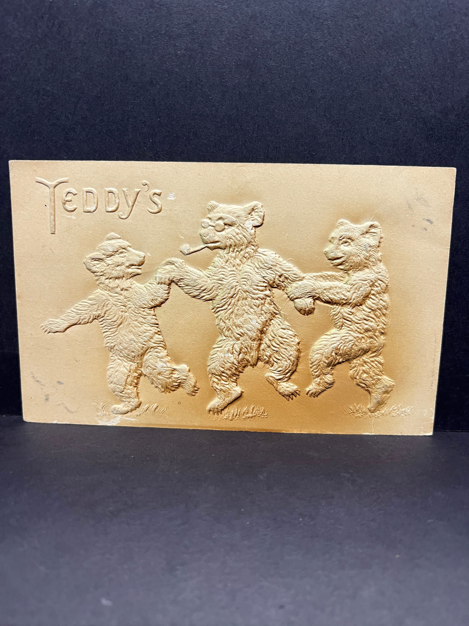 Teddy's Bears embossed postcard, deep-relief design with lined back, early 1900s Roosevelt era (1 of 3)