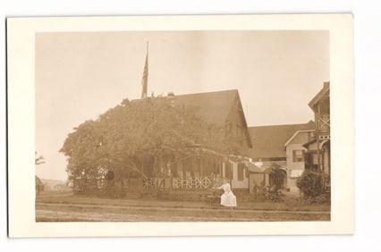 RPPC Postcard: Woman Seated Outside Crescent Cottage, The Terrace, USA, August 15, 1911
