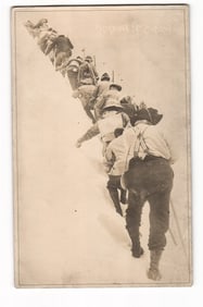 RPPC Postcard: "Climbing Mt. Baker," Line of Mountaineers, Romans Photographic Co., Seattle
