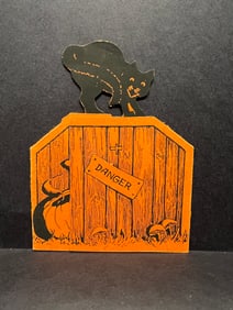 Halloween Party Invitation Die-Cut Pop-Up Cat Witch Scarecrow October 29 1924 Worcester MA