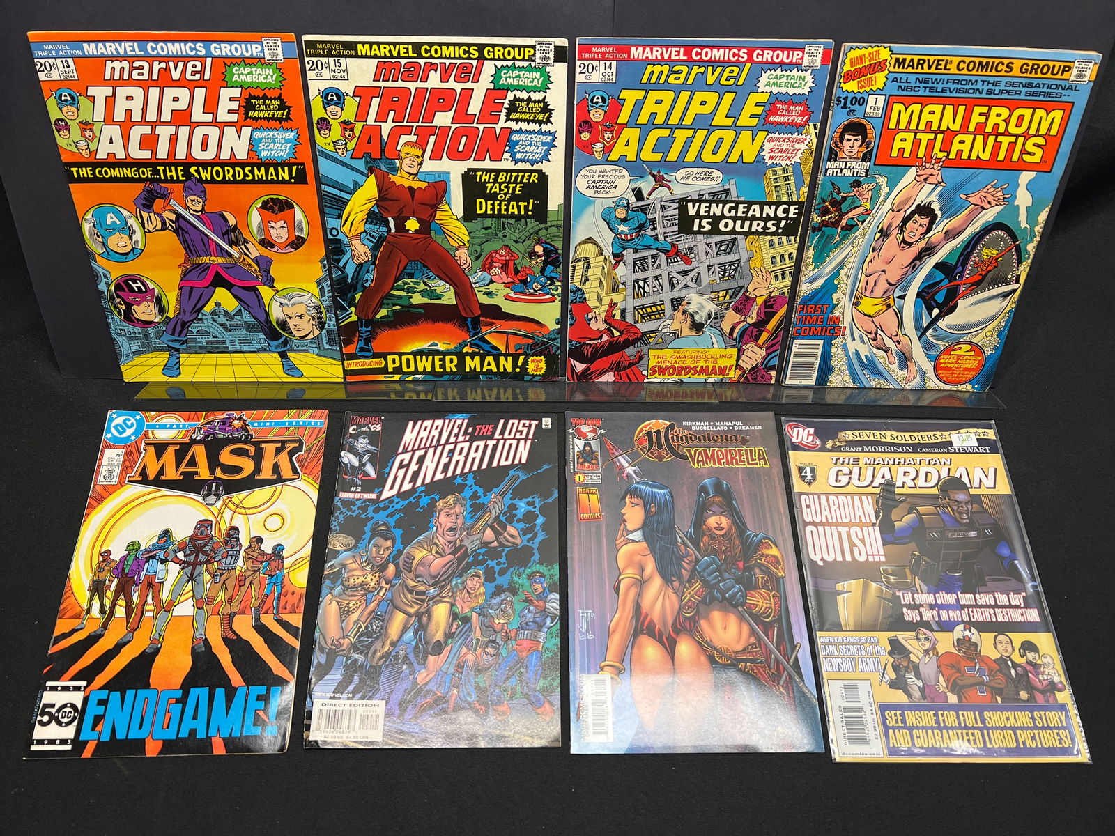 Lot of 8 comics including Marvel Triple Action 13, 14 and 15, Man From Atlantis, M.A.S.K. (1 of 1)