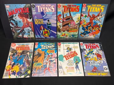 Lot of Assorted Comic Books as Shown, featuring DC's The New Titans and Marvel's Marville