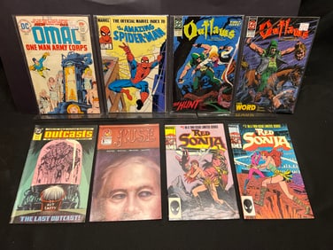 Lot of Assorted Comic Books, featuring Red Sonja, Outlaws #1, OMAC, and Spider-Man Index