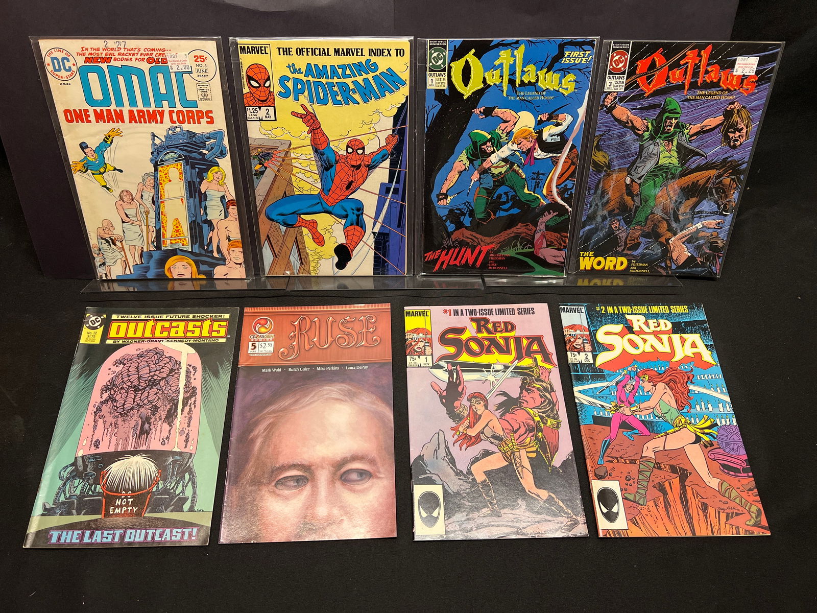 Lot of Assorted Comic Books, featuring Red Sonja, Outlaws #1, OMAC, and Spider-Man Index (1 of 1)
