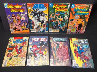 Lot of Assorted Comic Books, featuring Wonder Woman, Spider-Man, Wolverine, and War Machine issues