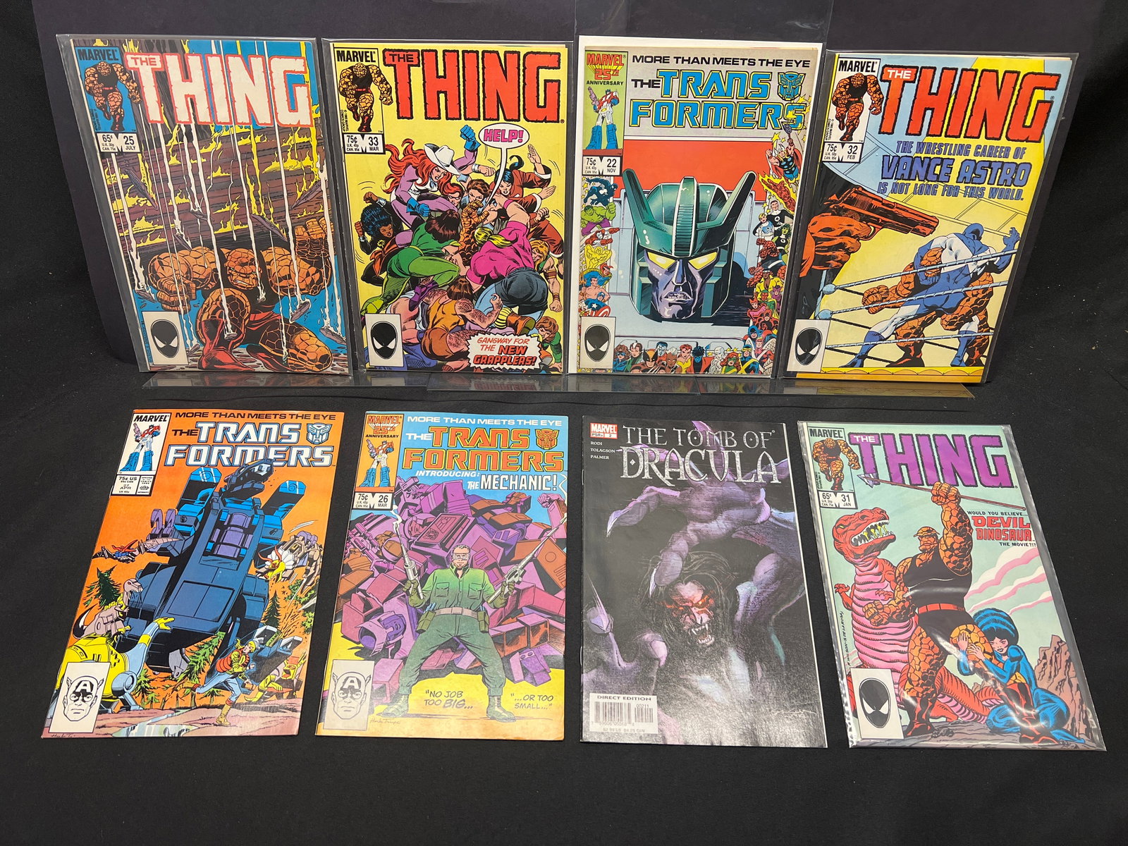 Lot of Assorted Marvel Comic Books, featuring The Thing, The Transformers, and The Tomb of Dracula (1 of 1)
