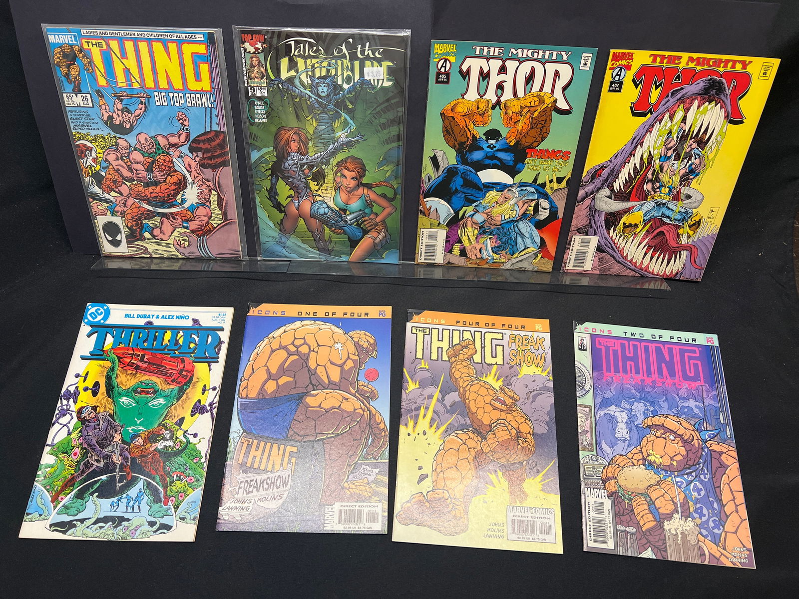 Lot of Assorted Comic Books as Shown, featuring The Thing, The Mighty Thor, and Thriller issues (1 of 1)