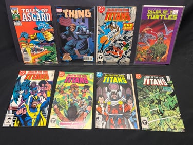 Lot of Comic Books: Tales of the Teen Titans, The Thing #1, Tales of Asgard #1, TMNT #7