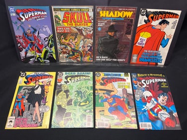 Lot of Assorted Comic Books as Shown, featuring Superman, Skull the Slayer, and The Shadow issues.