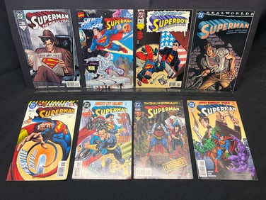 Lot of Superman Comic Books: Man of Steel #66, Silver Surfer/Superman #1, Superboy #4 & more