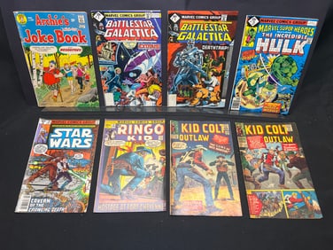 Lot of Comic Books: Star Wars #28, Battlestar Galactica #2 & #3, Hulk #75, Kid Colt #126 & #133