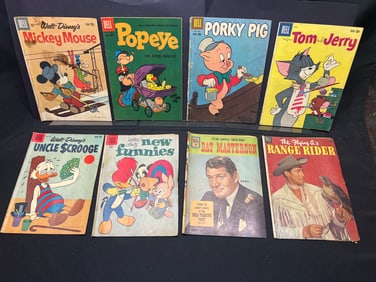 Lot of Dell Comic Books: Mickey Mouse, Popeye, Uncle Scrooge, Tom & Jerry, Bat Masterson