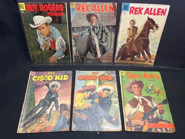Lot of Dell Western Comic Books: Roy Rogers, Rex Allen, Cisco Kid, and Gene Autry as Shown