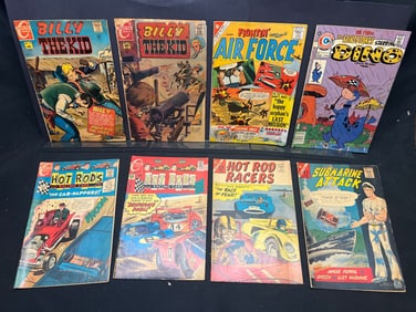 Lot of Charlton Comic Books: Billy the Kid #70, #75, Hot Rods #88, #112, Flintstones & others