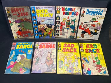 Lot of Assorted Harvey Comic Books as Shown, featuring Mutt & Jeff, Dick Tracy, Blondie, Sad Sack