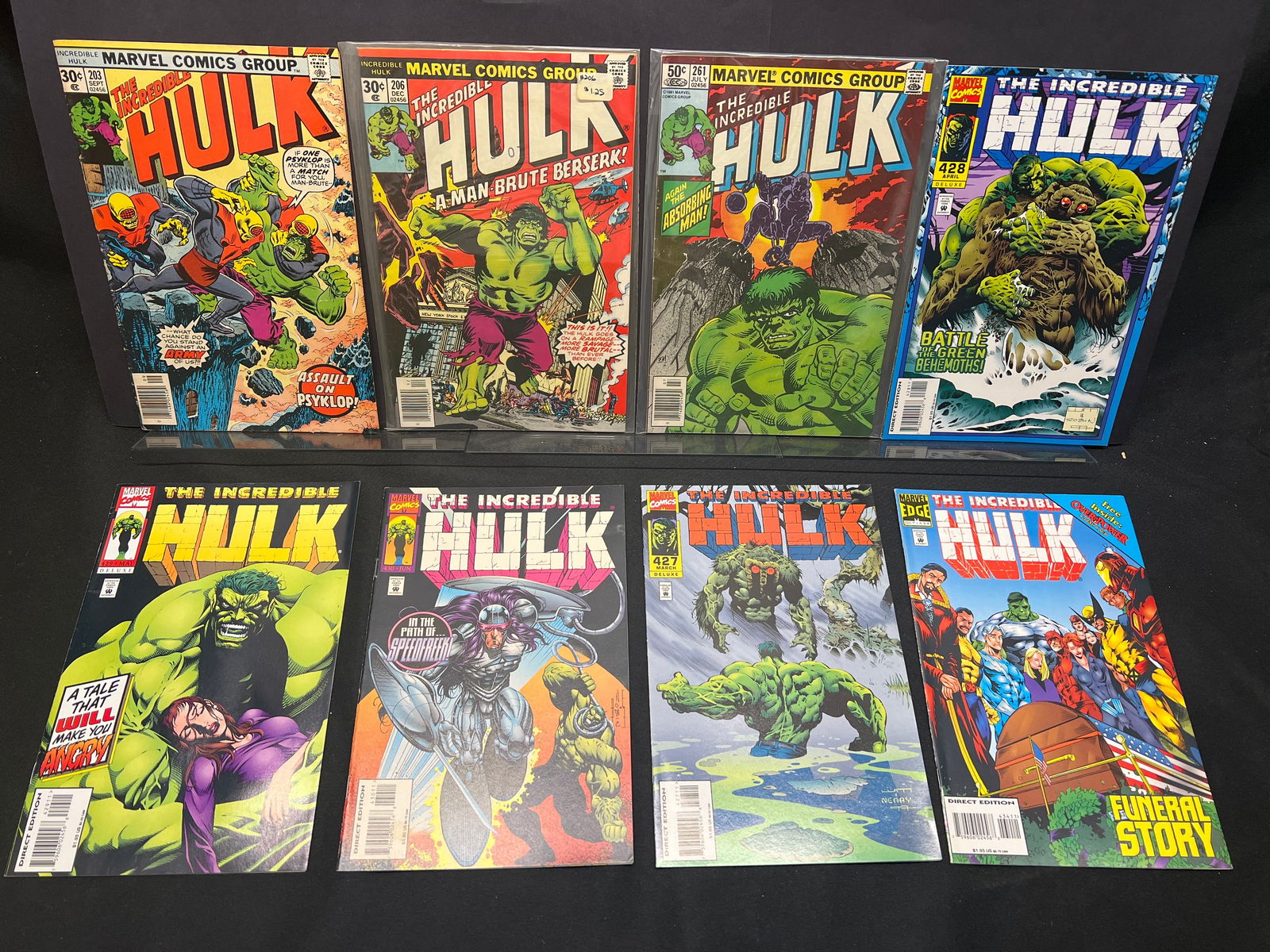 Lot of Assorted The Incredible Hulk Comic Books, Issues #203, 206, 261, 427, 428, 429, 430, 434 (1 of 1)