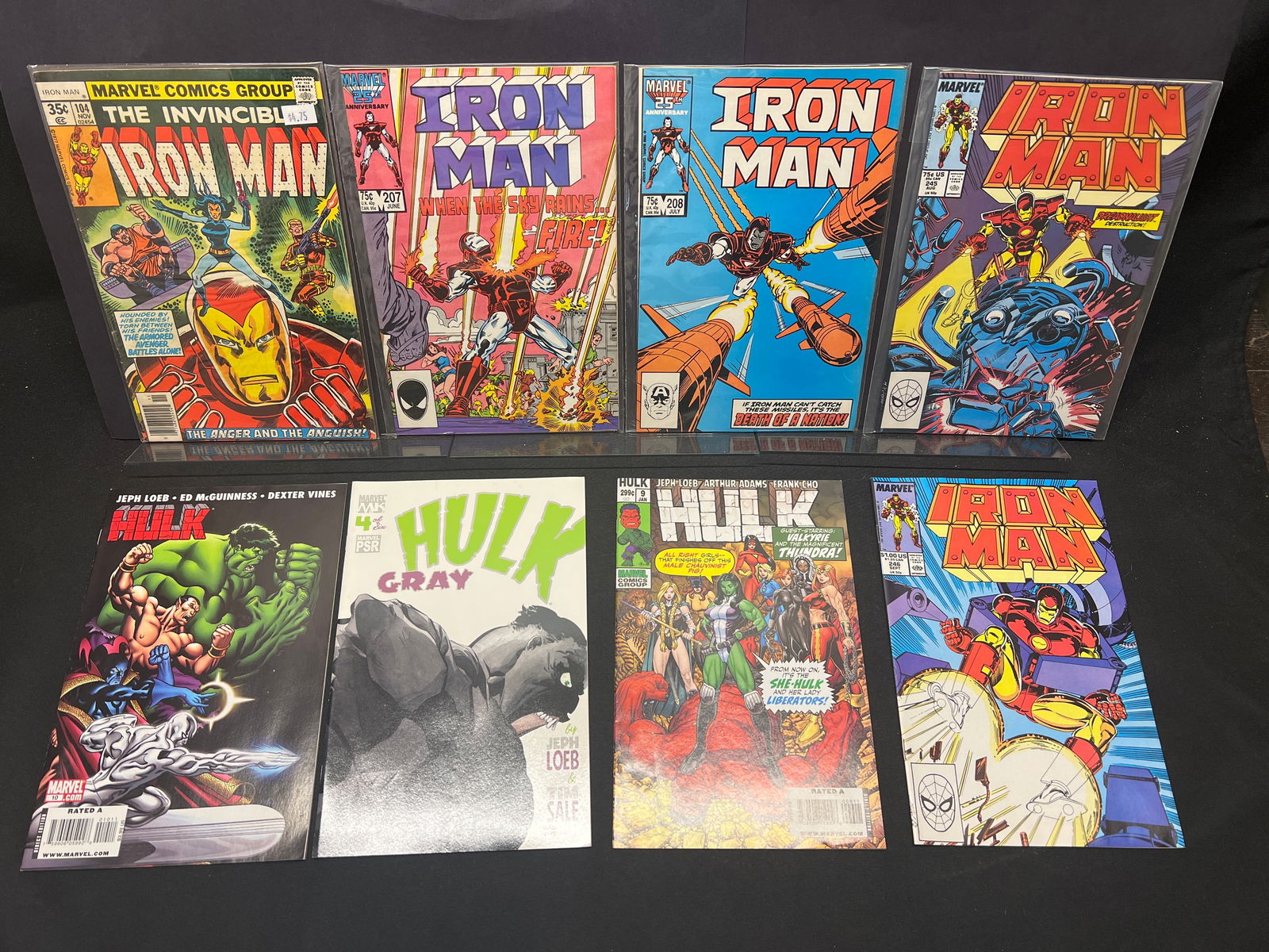 Lot of Marvel Comic Books: Iron Man #104, 207, 208, 245 (x2) & Hulk #9, 10, Hulk Gray #4 (1 of 1)