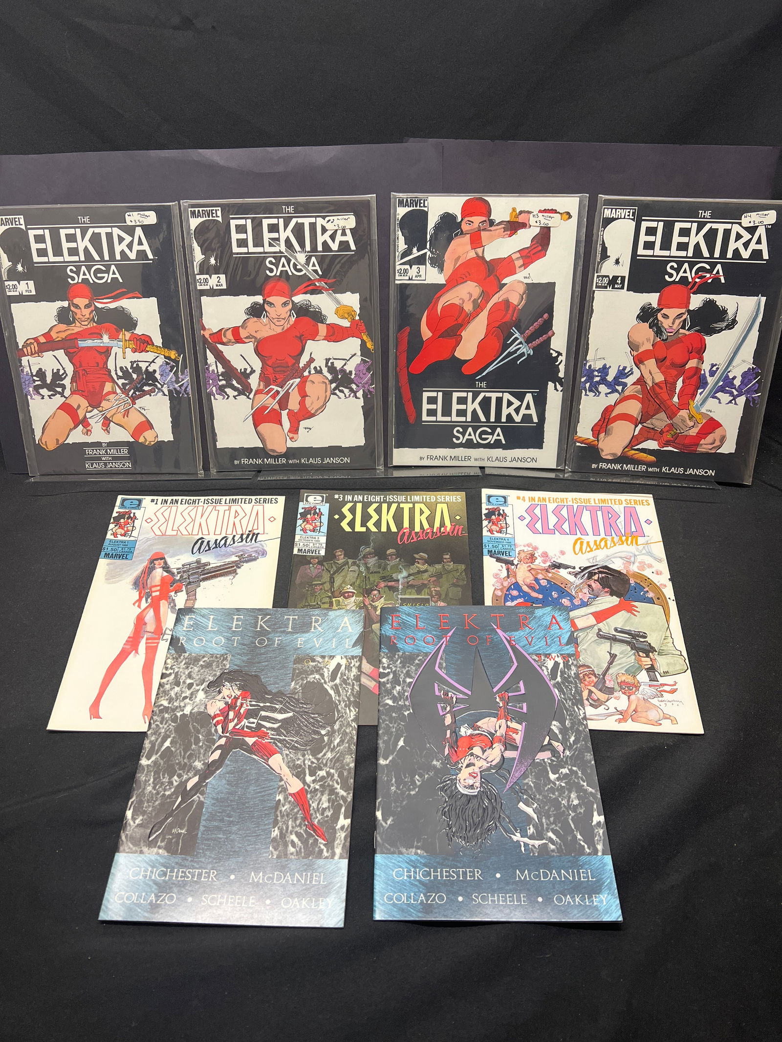 Lot of Elektra Comic Books: The Elektra Saga #1-4, Elektra Assassin #1-3, Root of Evil (1 of 1)