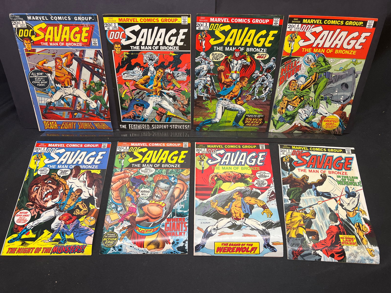 Lot of Doc Savage The Man of Bronze #1-8, Marvel Comic Books, Complete 1972-1974 Series Run (1 of 2)