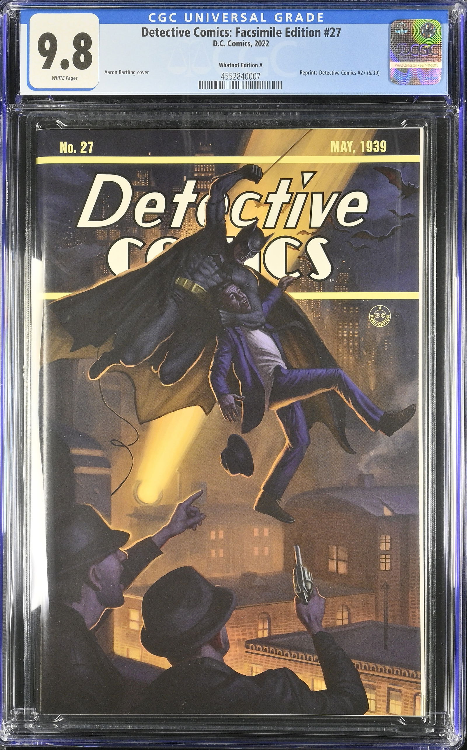 Detective Comics Facsimile Edition 27 Whatnot Edition A CGC 9.8 2022 DC Comics Aaron Bartling cover (1 of 2)