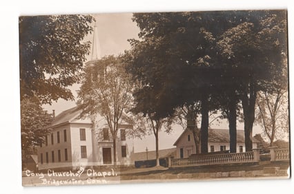 Postcard Cong. Church & Chapel, Bridgewater, Connecticut, Early 20th C. Real Photo Postcard (RPPC)