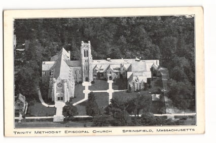 Postcard: Aerial View of Trinity Methodist Episcopal Church and Grounds, Springfield, Massachusetts