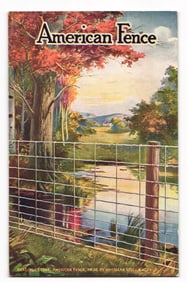 American Fence Postcard: Roadside Scene by American Steel & Wire Co., Knightstown IND 1911 PMK