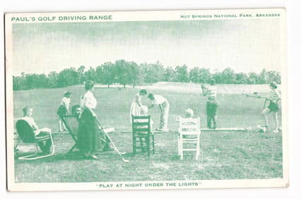 Paul's Golf Driving Range, Hot Springs National Park, Arkansas, "Play at Night" Postcard