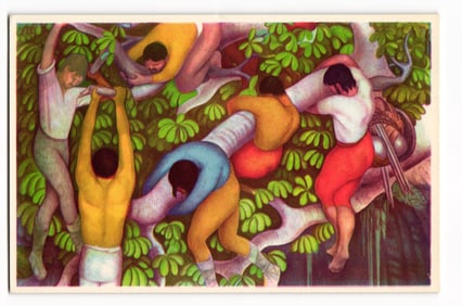 Diego Rivera "Los Españoles Entrando a Cuernavaca" mural postcard, Palacio de Cortes, Mexico.