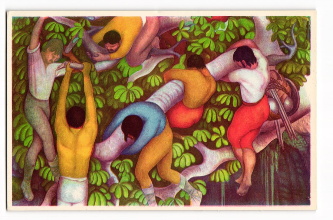 Diego Rivera "Los Españoles Entrando a Cuernavaca" mural postcard, Palacio de Cortes, Mexico. (1 of 2)