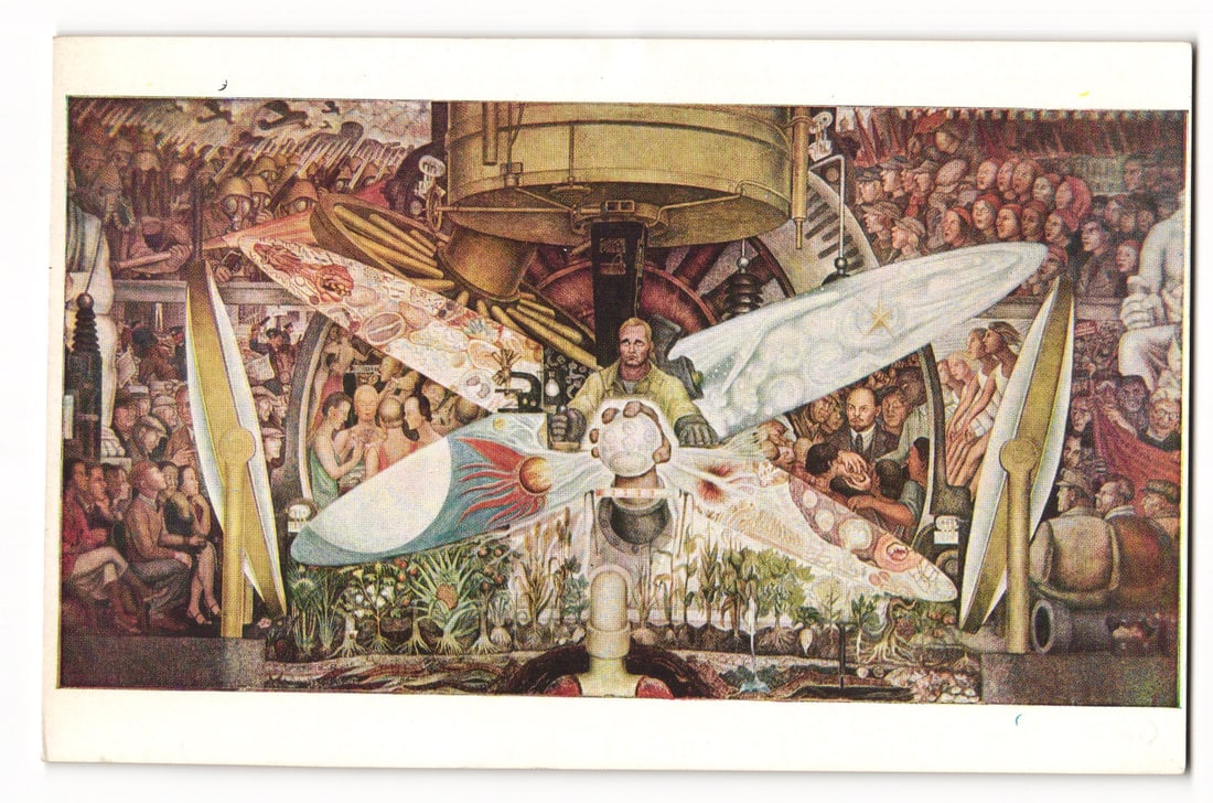 Diego Rivera Grand Mural, Central Part, Palacio de Bellas Artes, Mexico, D.F. (1937) Postcard (1 of 2)