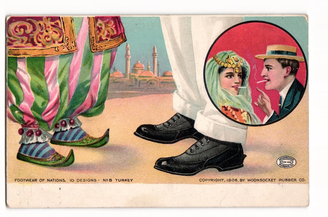1906 Woonsocket Rubber Co. Advertising Postcard: Footwear of Nations Series, No. 8 Turkey (1 of 2)