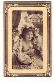 Sepia Photograph Postcard: Woman on Telephone, "Wrong Number This Isn't The Dairy" Caption