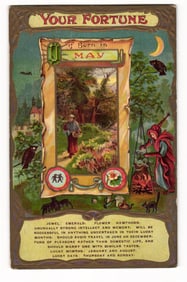 Your Fortune May Birth Month, J. Marks 1910 "Fortune" Series Chromolithograph Postcard