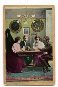 Vintage Postcard: 'Chips That Pass in the Night,' Four People Playing Cards, American Comics