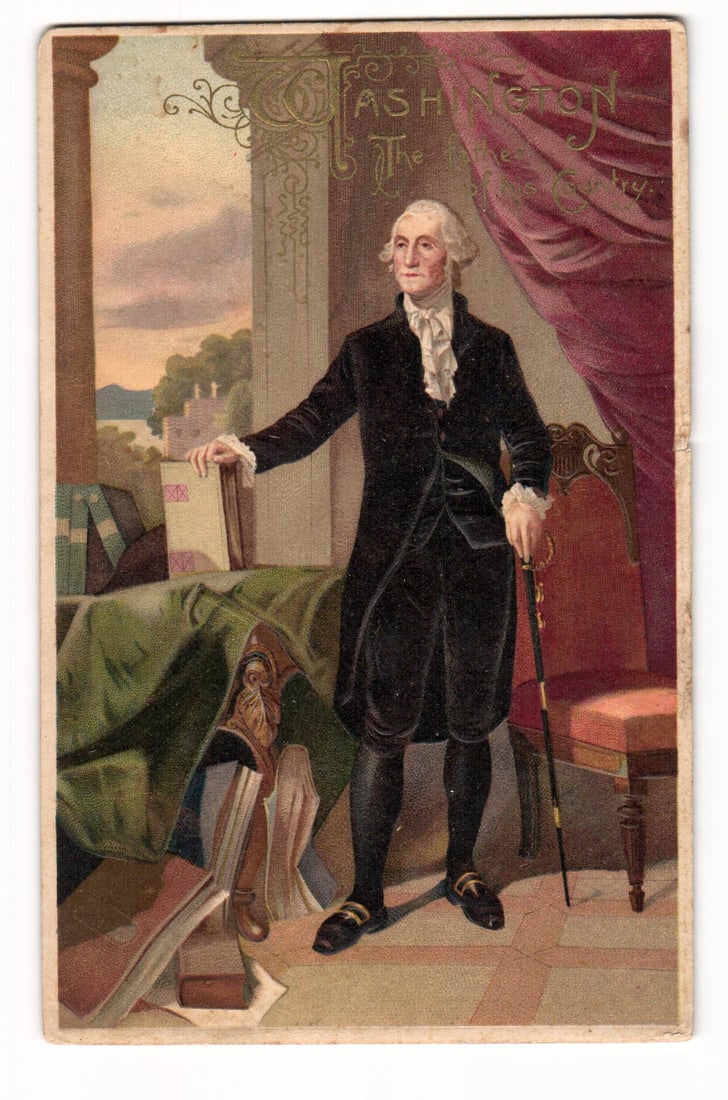 George Washington, 'The First President,' Full-Length Portrait Illustration Historical Postcard (1 of 2)