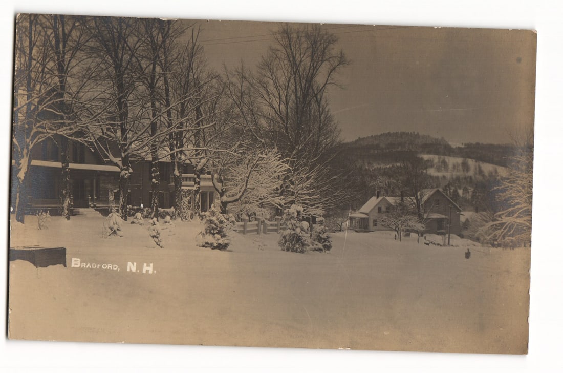 Bradford, N.H. Snowy Residential Landscape, Houses & Trees, Early 20th Century RPPC Postcard (1 of 2)