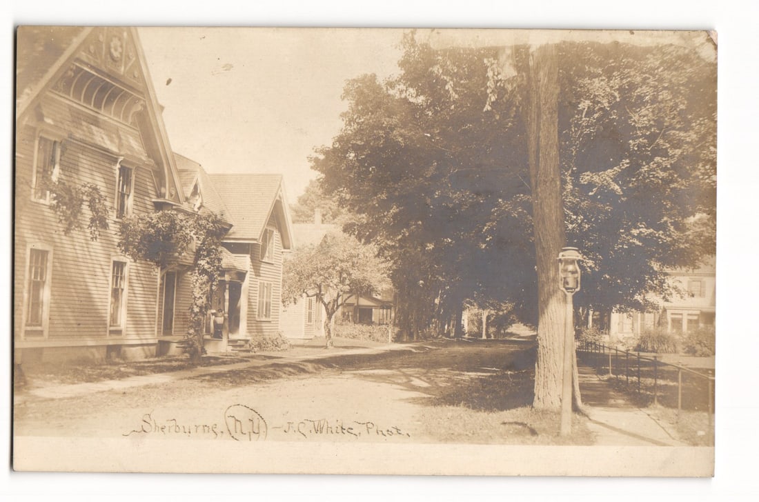 Sherburne, N.Y. Street Scene, J.C. White Photograph, Early 20th Century Real Photo Postcard (1 of 2)