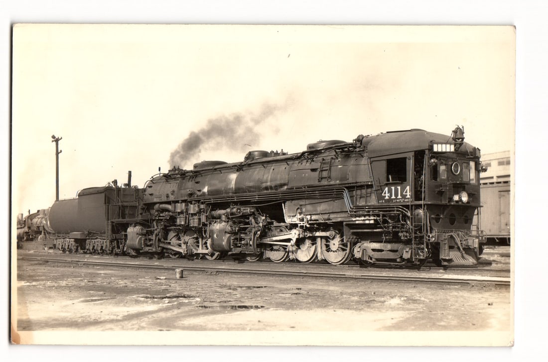 RPPC Postcard: Southern Pacific AC-5 Cab Forward Steam Locomotive #4114, on tracks in yard, ca.: Please view photos for further description and condition considerations. Please know the scans may be darker or lighter than the actual card's true appearance. FREE SHIPPING POLICY: (Domestic USA Only