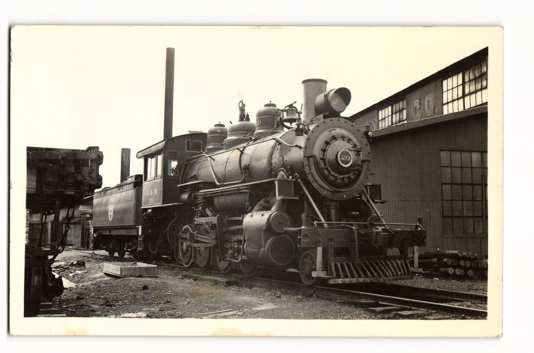 RPPC: Oneida & Western RR No. 20 Steam Locomotive, Baldwin c/n 43529 (1916), Oneida, Tenn. June 1937 (1 of 2)