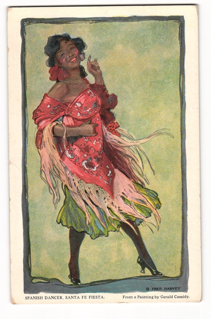 "Spanish Dancer" Fandango, Fred Harvey, Sante Fe Fiesta Series, Gerald Cassidy, H-2915 (1 of 2)