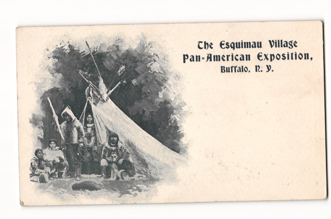 1898 Private Mailing Card: The Esquimau Village, Pan-American Expo, Buffalo, NY. Inuit group, c.1901: Please view photos for further description and condition considerations. Please know the scans may be darker or lighter than the actual card's true appearance. FREE SHIPPING POLICY: (Domestic USA Only