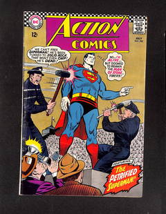 Action Comics No. 352 DC, 1967, featuring the story 'The Petrified Superman!': Action Comics #352, DC Comics, July 10, 1967; 36 pgs, cover price $0.12; editor Mort Weisinger; writers Henry Boltinoff, Jerry Siegel, Otto Binder; artists Curt Swan, Wayne Boring, Henry Boltinoff. SH