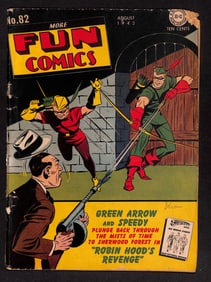More Fun Comics No. 82 DC, 1942, featuring Green Arrow and Speedy in 'Robin Hood's Revenge'. Aquaman